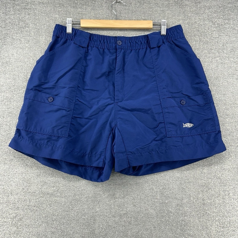 AFTCO Fishing Cargo Shorts Men Size 40 Blue Elastic Waist Boating